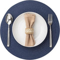 Round Placemats Set of 12 Woven Placemats Washable Braided Table Mats for Dining Table Heat Resistant Non-Slip Circle Place Mats(Navy Blue)