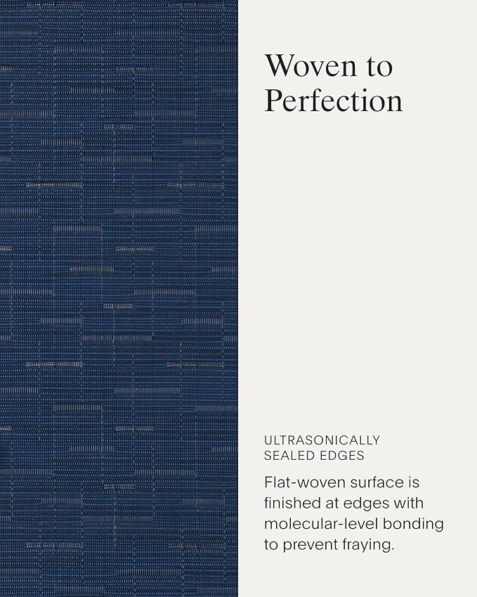 Chilewich Bamboo Placemats Set of 4 - Woven Oval Placemats - Reusable, Stain-Resistant, Indoor/Outdoor Tabletop Protection - 19" x 14" - Lapis