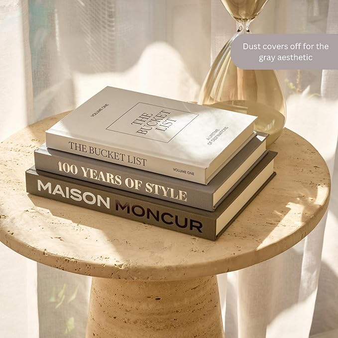 Decorative Coffee Table Books for Home Décor Accents Bookshelf Decor with Real Blank Pages and Removable Covers Set of 3 Mid Century Modern Fake Books for Decoration Room Decor Aesthetic