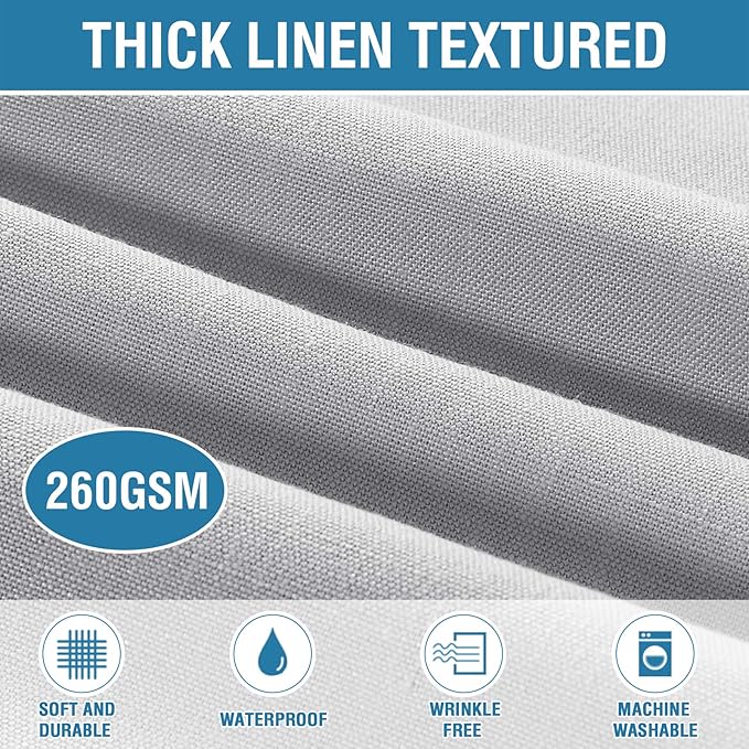 H.VERSAILTEX Linen Textured Table Cloths Round 60 Inch Premium Solid Tablecloth Spill-Proof Waterproof Table Cover for Dining Buffet Feature Extra Soft and Thick Fabric Wrinkle Free, Grey