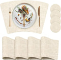 Round Table Placemats Set of 4, Wedge Shaped Faux Leather Table Mats, Heat Resistant Wipeable Washable Place Mats for Dining Table Dinner Kitchen Indoor Outdoor