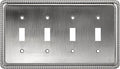 Henne Bery Rope Edge Decorative Wall Plate Switch Plate Outlet Cover (Quad Toggle, Heirloom Silver)
