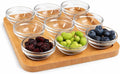 JO! Small Glass Bowl Set with Serving Tray - Set of 9 Mini Glass Bowls (1 oz) with Wooden Tray - Dishwasher & Microwave Safe - Ideal for Party, Snacks, Dipping Sauce, Charcuterie Board and Condiment