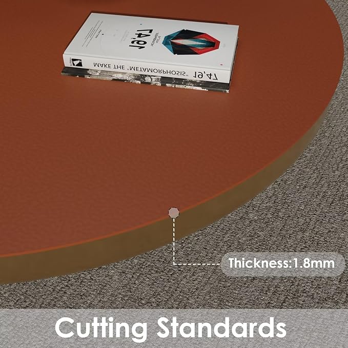 Leather Round Table Cover 1.8mm Thick,Dia.42 Inch Round Table Protector,Round Dining Table Cover.(Brown+Gray)