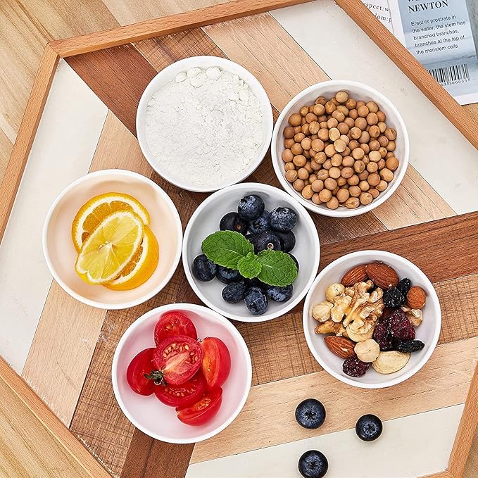 Mini Dipping Bowls Set, Soy Sauce Dishes 4.5 Oz 3.5 Inch Mini Bowls Set,Unbreakable Melamine Plastic Bowls for BBQ Sauce, Seasoning Condiments Appetizer, White,12 Pack