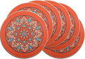 PIGCHCY Rubber Boho Placemats Set of 6, 15" Round Heat Resistant Placemat, Waterproof Washable Table Mats for Dining Table Decoration (Orange)