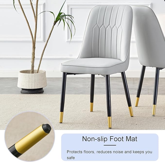 Round Dining Table Set for 6, 45" Modern Faux Marble Kitchen Table and Upholstered Chairs, 7 Piece Circle Dinner Set for Dining Room, Kitchen (White Set)