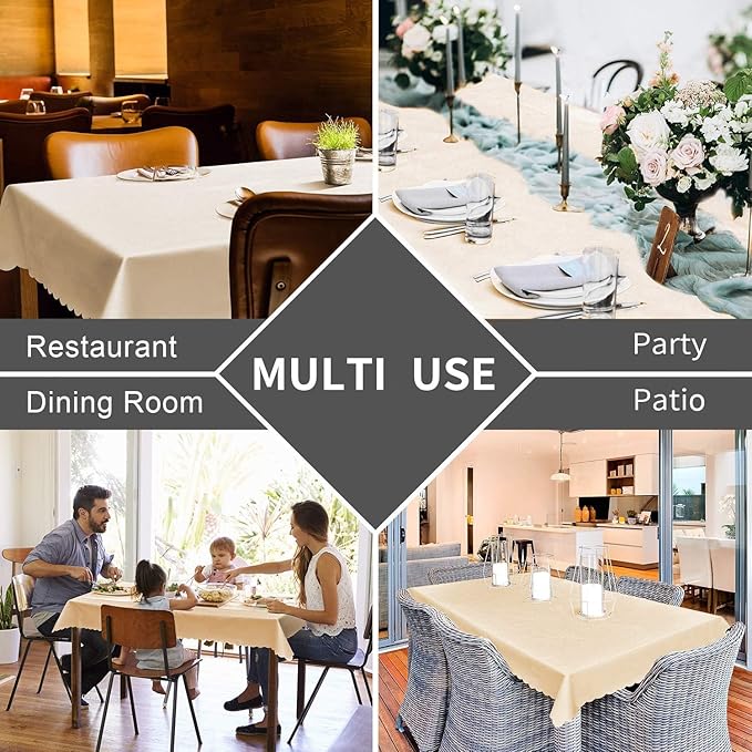 Smiry Square Table Cloth, Waterproof Heavy Duty Vinyl Tablecloths, Wipeable Washable Table Cover for Kitchen and Dining Room (Brown, 70" X 70")