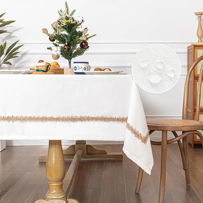 MYSKY HOME Table Cloth for Rectangular, Waterproof Tablecloth, Soft Cotton Indoor/Outdoor Tablecloths, Wrinkle Free Table Cloth Heavy Duty Rectangle Table Cloths for Parties & Dining Use, 55"X55"