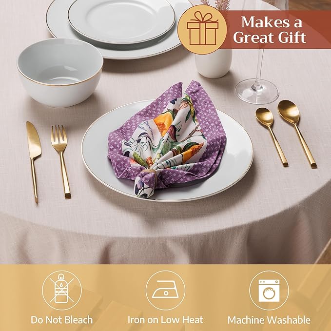 Maison d' Hermine Cloth Napkins Set of 4 100% Cotton Everyday Reusable Square Napkins Cloth Washable Dinner Party Wedding Restaurant Valentines Day Decorations Spring/Summer (Cavaillon, 18" x 18")