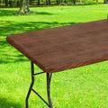 Smiry Rectangle Table Cloth Cover, Waterproof Elastic Fitted Picnic Tablecloth for 6 Foot Tables, Wipeable Flannel Backed Vinyl Tablecloths for Camping, Dining, Outdoor (Brown, 30" x 72")