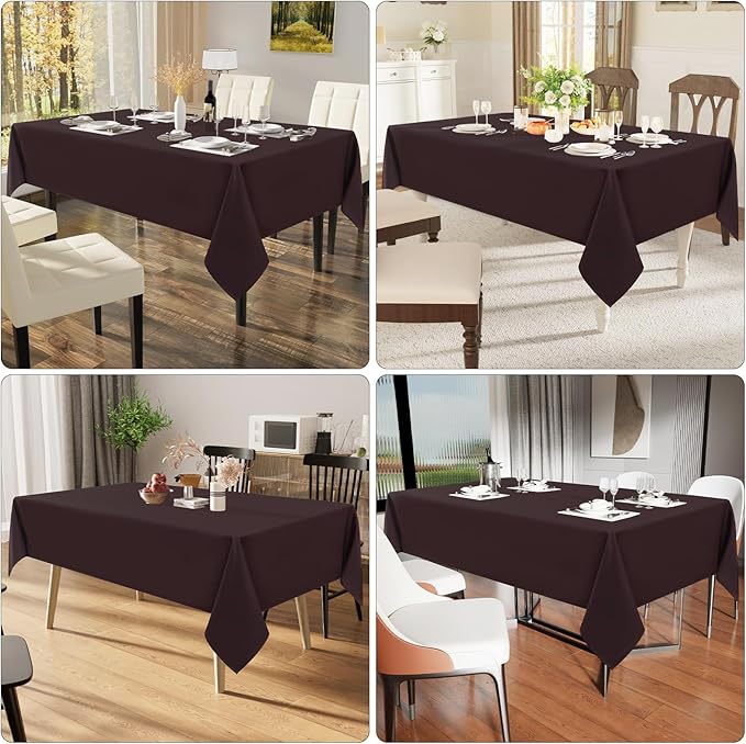Smiry Rectangle Table Cloth, Waterproof Anti-Scratch Polyester Tablecloth, Decorative Washable Fabric Table Cover for Dining, Buffet, Parties and Outdoor, 52x70, Coffee