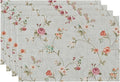 QIYI Boho Placemats Set of 4, 12x18 Inch Linen Fabric Floral Place Mats for Kitchen Dinning, Farmhouse Rustic Cloth Table Mats, Washable Placemat Party Table Décor, Vintage Pink Flowers
