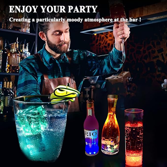 LED Drink Coaster, 60 Pack White, Round, Plastic, 24+ Hour Battery Life, 3 Lighting Modes