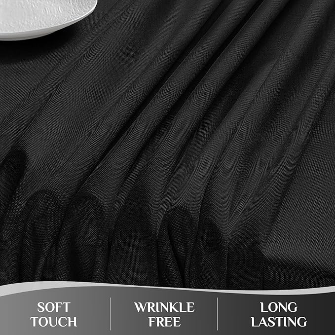 Softalker Black Tablecloths 70x52 Inch Rectangle Linen Textured Outdoor Table Cloth Stain and Wrinkle Resistant Table Cover for Spring,Easter,Summer,Party,Garden,Coffee Modern Decor Small Tabletop
