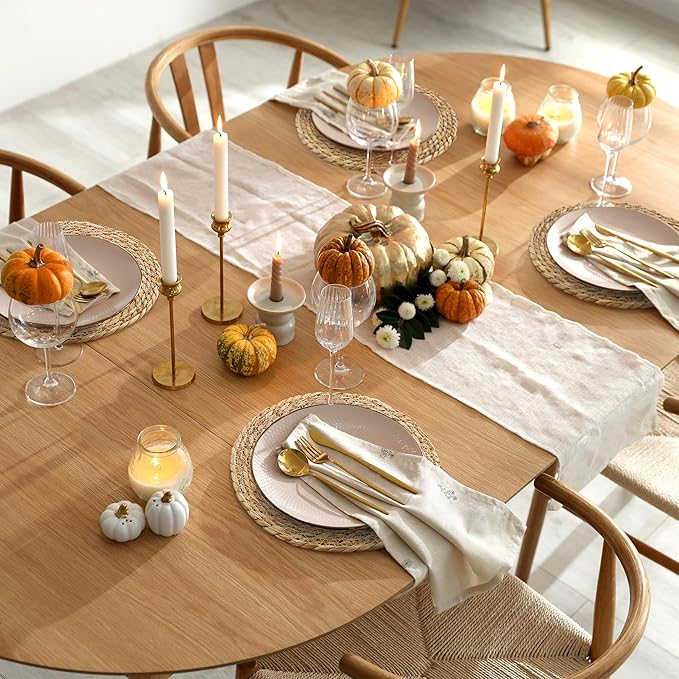 Aneco 36 Pack 12-Inch Round Woven Placemats Natural Hand-Woven Boho Rattan Wicker Bulrush Placemat Farmhouse Rustic Braided Table Mats for Dining & Kitchen Decor