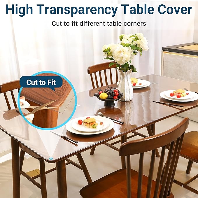 Clear Table Cover Protector Rectangle 16x28 Inch, 1.5mm Transparent Plastic Table Protector Waterproof, Anti-Scratch Clear Desk Mat for Office Desktop Dresser Dining Table, FDA Compliant