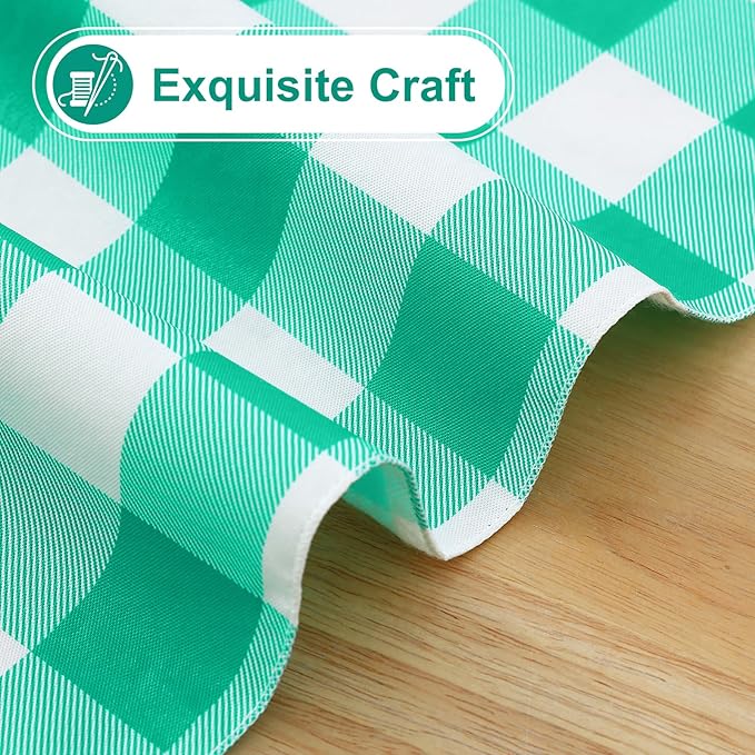 misaya Rectangle Waterproof Vinyl Table Cloth, Buffalo Flannel Backed Tablecloth, Wipeable Plastic Table Cover for Dinner, Kitchen, Outdoor (60" x 84", Green and White)