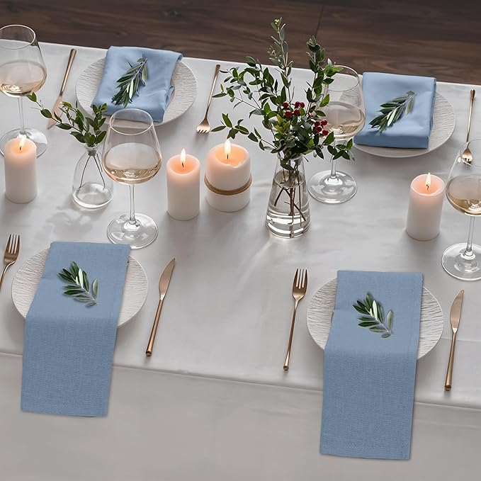 Ruvanti Linen Napkins Set of 6, 18x18 Cloth Napkins, Cotton Linen Blend Napkins Cloth Washable, Soft, Reusable Dinner Napkins for Wedding, Parties, Christmas, Thanksgiving, Everyday Use - Grey