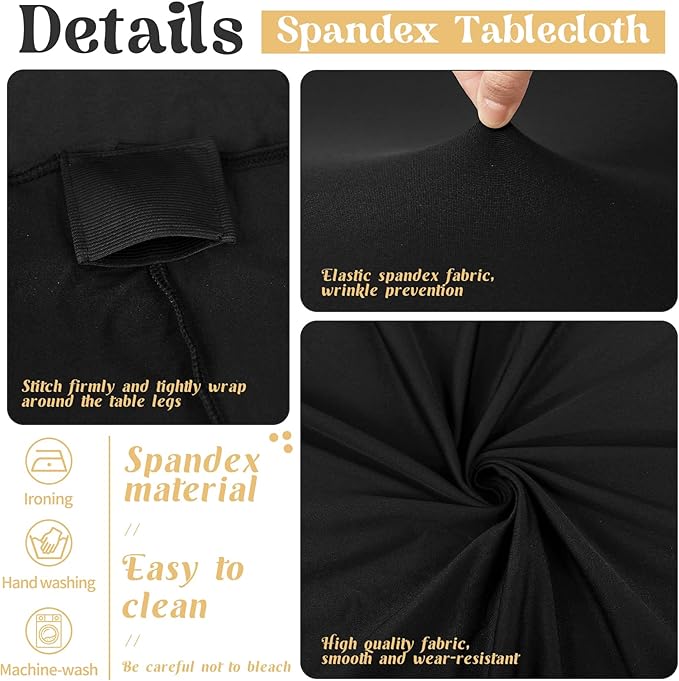 HAISIWLKJ 3 Pack Table Cloth 6ft Black Tablecloths for Rectangle Folding Table Spandex Fitted Stretch Cover Wrinkle Resistant Washable Protector for Party, Wedding, Banquet, Festival