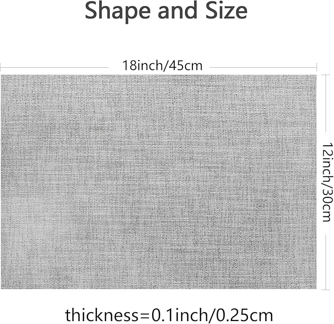 DACHUI Placemats Set of 4, Linen Look Woven Place Mats, Water Resistant, Heat Resistant, Washable, Durable Table Mats (Smoky Grey)