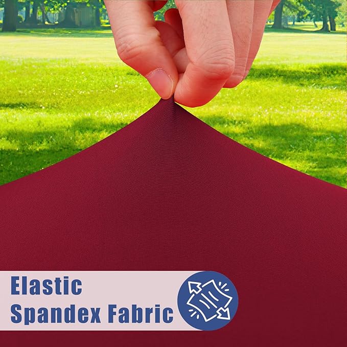 Spandex 4 Foot Rectangle Table Cloth 2 Pack, Elastic Fitted Tablecloths for Picnic, Stretch Washable Patio Table Cover for Outdoor, Camping, Banquet and Parties (Wine Red, 30"x48")