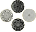 8 Inch Set of 4 Assorted Designs, Porcelain Plates With Patterns,Black Ceramic Dessert Plates, Dishware with Golden Rim for Sandwiches Salad Pasta, Microwave Oven Dishwasher Safe (A)