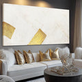YJYart White Wall Art Hand Paintings Wall Decor Gold Pictures Abstract Canvas Arts 24"x48" for Living Room Dinning Room