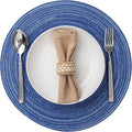 Round Placemats Set of 12 Woven Placemats Washable Braided Table Mats for Dining Table Heat Resistant Non-Slip Circle Place Mats(Royal Blue)