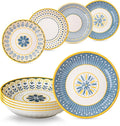 Yeacccng Pasta Bowls Set of 4, 24 Oz Ceramic Salad Bowls, 8 Inch Shallow Serving Bowls for Pasta, Salad, Oatmeal, Fruit, Easy to Clean, Dishwasher & Microwave Safe, Scratch-Resistant, Lead-Free