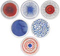 AD Set of 6 Coasters for Drinks Absorbing Round Ceramic Stone Coaster with Cork Base Tabletop Protection Mat for Mugs and Cups,Office,Kitchen (Colorful 2)