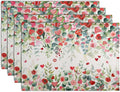 Valentines Eucalyptus Leave Placemats Set of 4, 12x18 Inch Valentine Heart Rose Floral Table Mats Spring Summer Washable Heat Resistance Place Mats for Kitchen Dining Indoor Decor