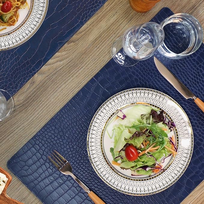 Set of 8 Faux Leather Placemats, PU Table Mats, Waterproof, Stain Resistant, Heat Resistant, Easy to Clean for Kitchen Dining Table,Conference Table