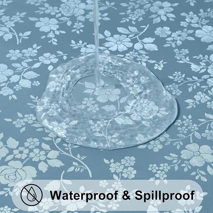 Smiry Square Table Cloth, Waterproof Heavy Duty Vinyl Tablecloths, Wipeable Washable Table Cover for Kitchen and Dining Room (Stone Blue, 60" X 60")