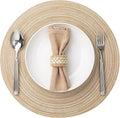 Round Placemats Set of 4 Woven Placemats Washable Braided Table Mats for Dining Table Heat Resistant Non-Slip Circle Place Mats(Beige)