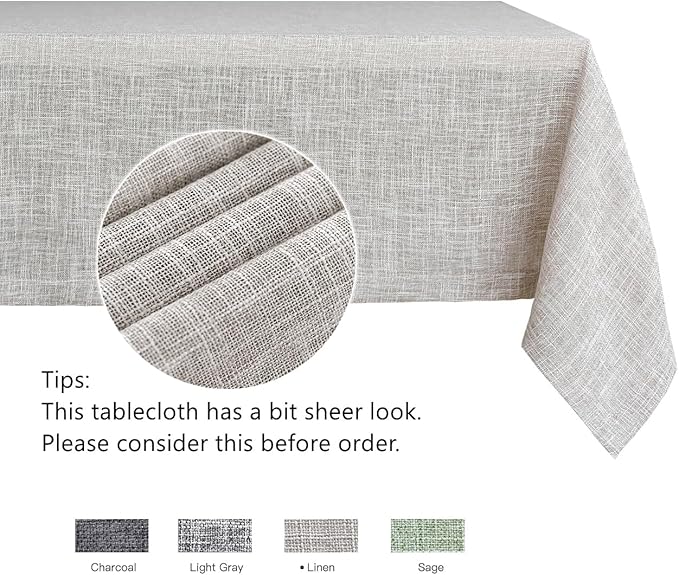 maxmill Flaxy Faux Linen Table Cloth with 2-Tone Slubby Texture Wrinkle Free Anti-Shrink Soft Tablecloth Decorative for Kitchen Dining Tabletop Outdoor and Indoor Use Rectangle 60 x 104 Inch Linen
