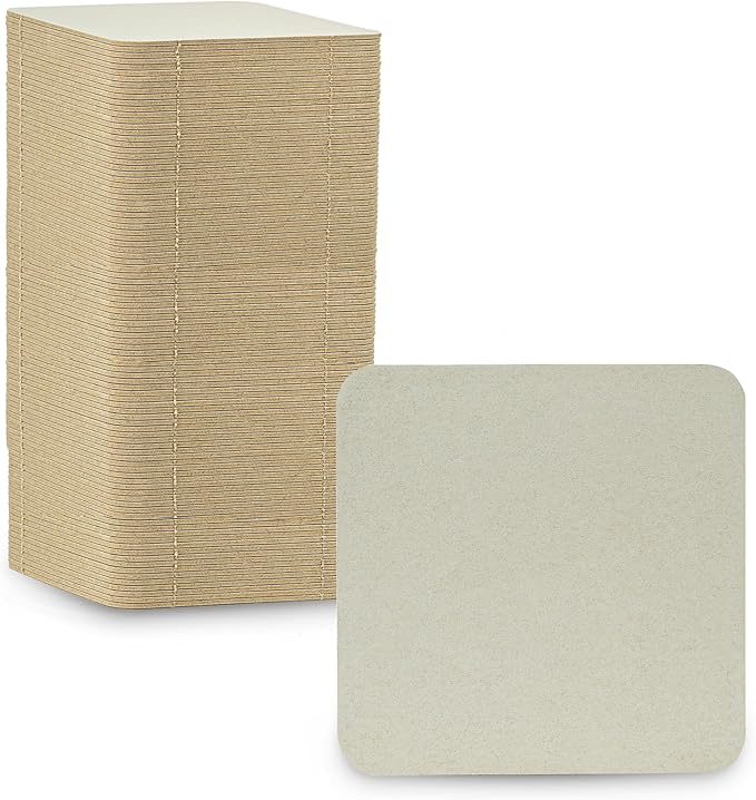 MT Products 4” Blank Off-White Heavyweight Cardboard Square Coasters for Your Beverages 2 MM Thickness (Case of 1000) - Made in The USA