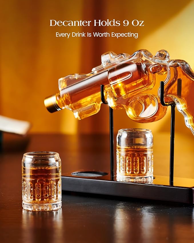 Birthday Gifts for Men Dad, Kollea Gun Whiskey Decanter Set with Shot Glass, Cool Anniversary Ideas for Him Husband Brother, Funny Military Retirement Present, Home Bar Drinking Party, New Year