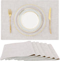 homing Cotton Linen Placemats Set of 6, Cloth Washable Farmhouse Dining Table Mats for Indoors & Outdoors, Easy to Clean, Neutral Beige, 13 x 19 Inch