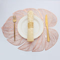 Evevda Rose Gold Leaf Shaped Vinyl Placemats for Dinner Table Set of 8 Metallic Plastic Place Mats Wipeable 8Pcs Table Mats for Wedding Annersary Dinner Table Decoration Mats(17.7x13.8inch/45x35cm)…