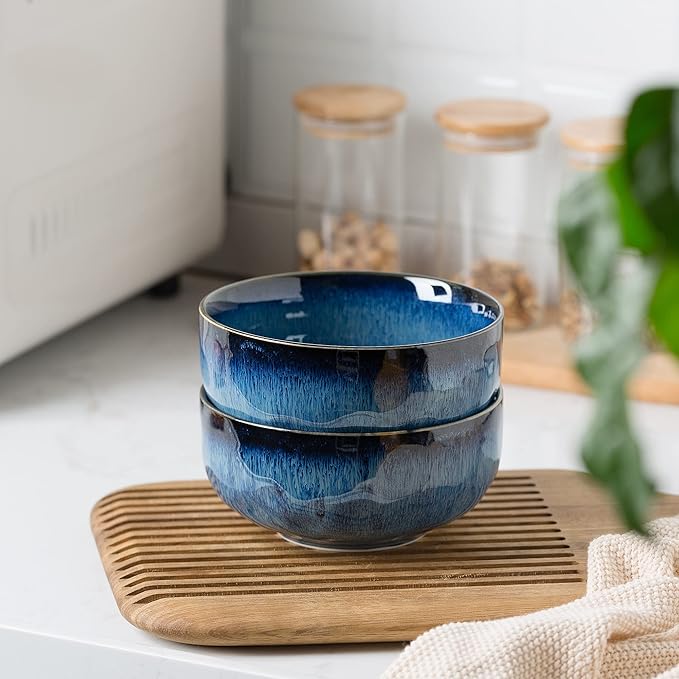 Serving Bowls - 22 Ounce Bowls Set - Ceramic Bowl Set of 2-5.75 inch for Salad, Soup,Cereal Bowls for Kitchen