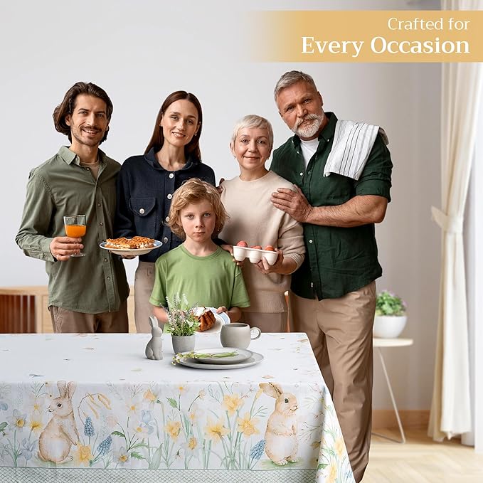Maison d' Hermine Table Cloth Rectangle Table 100% Cotton 60 x 108 Inches Tablecloth Reusable Decorative for Dining Room Farmhouse Home Valentines Day Decorations Spring Summer - Easter Dew