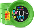 Lime Green Plastic Plates For Party 7" Lime Green Disposable Plates Heavy Duty 100 Pcs Plastic Dinnerware Sets Heavy Duty 350 GSM Disposable Dinnerware Set