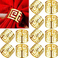 72 Pcs Gold Napkin Rings Hollow Out Napkin Rings Holder Set Metal Serviette Buckle Bulk for Dinner Table Decoration Christmas Holiday Wedding Party Birthday Banquet Gathering
