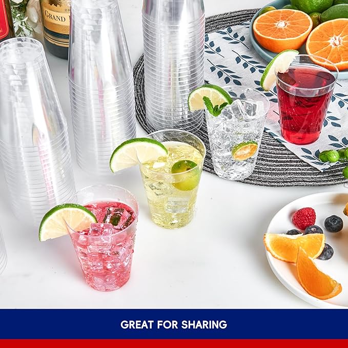 JOLLY CHEF 300 Pack 7 oz Clear Plastic Cups Disposable Cups,7 Ounce Disposable Wine Cups Ideal for Party, Whiskey, Wine Tasting, Perfect for Halloween Christmas