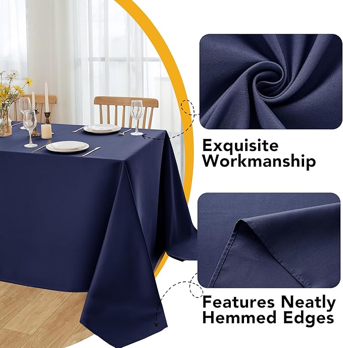 10-Pack Navy Blue Tablecloths for Rectangle Tables, 70 x 108 Inches, Stain-Resistant Polyester Fabric for 6 Foot Tables - Washable Table Covers for Weddings, Birthday Parties, Events