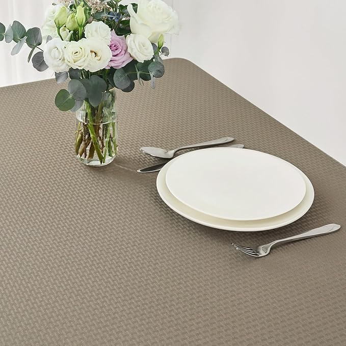maxmill Weaved Texture Tablecloth Water Resistance Antiwrinkle Spillproof Soft Washable Table Cloth for Dining Room, Buffet Banquet Parties Holiday Dinner, Rectangular 60 x 108 Inch, Brown