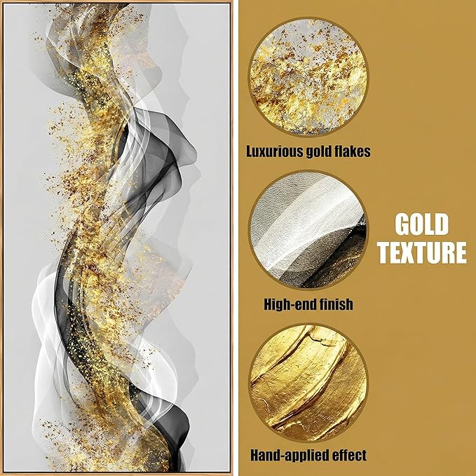 Wall Art Modern light Luxury Abstract Gold ink Landscape Canvas Wall Art for Living Room and Bedroom, Color Pictures, Artwork Home Decor Canvas Print Wall Decor Ready to Hang, 24x48inch (Framed)