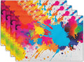 Colorful Placemats Set of 4 - Art Place Mats 12x18 Inch Rainbow Paint Splashing Artist Dining Table Place Mats for Home Party Dining