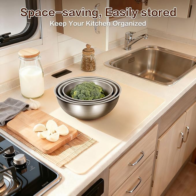 3-Piece Stainless Steel Mixing Bowls Set, 2.4, 3.2 & 4.9 Qt with Measurement Marks, Food Grade 304, Dishwasher Safe & Stackable for Baking, Tossing Salads, and Meal Prep for Your Kitchen